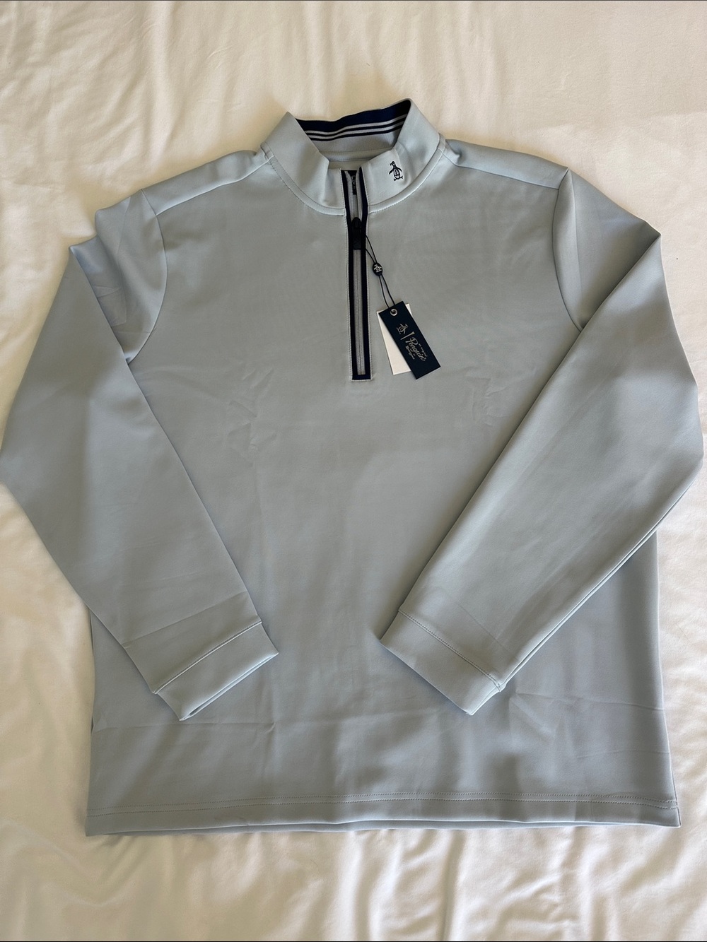 Original Penguin Men's Light Blue Quarter-Zip Performance Pullover